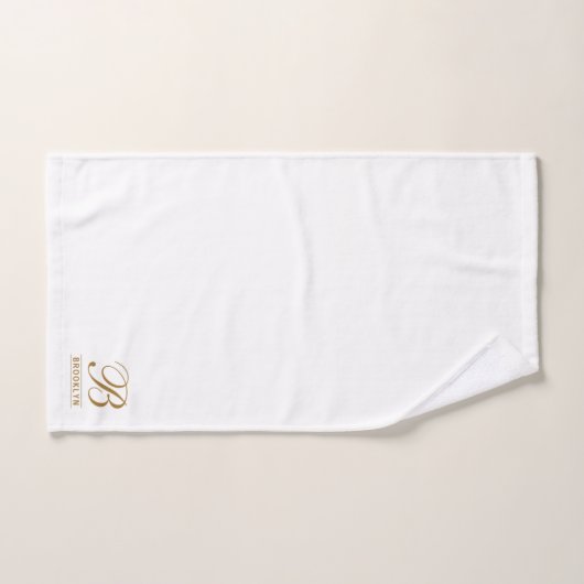 Elegant Gold Script Serif Monogram Wit Bad Handdoek (Handdoek)