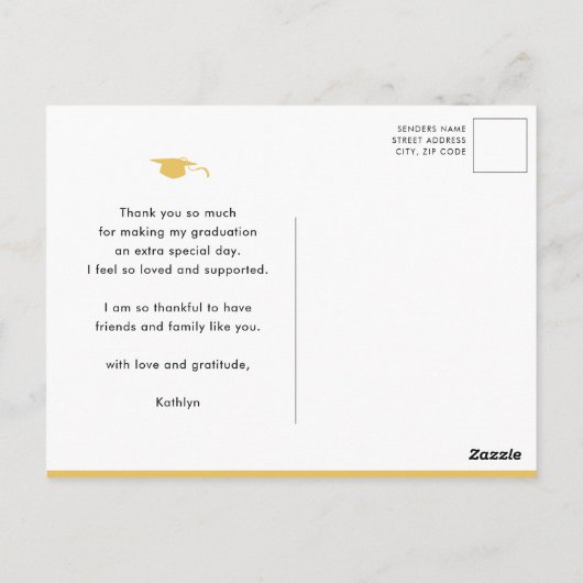 Elegant Gold Script Simple Black AFSTUDEERDER Hart Briefkaart (Achterkant)