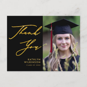 Elegant Gold Script Simple Black AFSTUDEERDER Hart Briefkaart