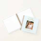 Elegant Gold Script Sky Blue Wedding Guestbook Notitieboek (Binnen)