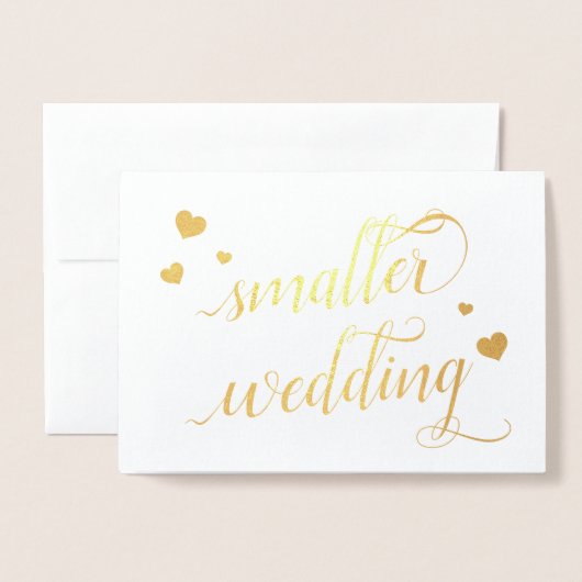 Elegant Gold Script Smaller Weddenschap is kleiner Folie Kaarten (Voorkant met envelop)