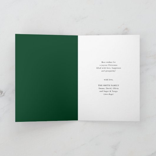 Elegant Gold Script Snowflakes Modern Red Festive Feestdagen Kaart (Binnen)