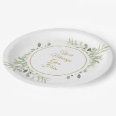 Elegant Gold Script Soft Waterverf Greenery Papieren Bordje (Gekanteld)