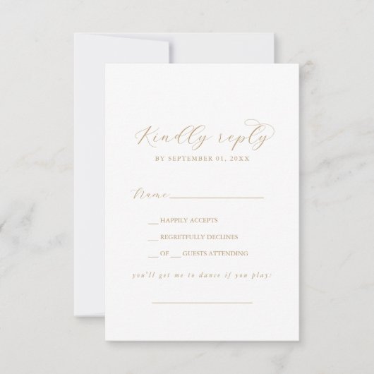 Elegant Gold Script Song Request RSVP Card Kaartje (Voorkant)