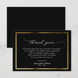 Elegant Gold Script Sympathie Hartelijk dank Bedankkaart