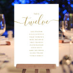 Elegant Gold Script Table Number 12 Seating Chart Kaart<br><div class="desc">Deze elegante gouden en witte handtekeningsmanuscript dubbel-zijdig lijst nummer 12 zitplaatsende grafiekkaarten zijn perfect voor alle vieringen. Ontworpen door: Thisnotme©</div>