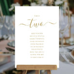 Elegant Gold Script Table Number 2-sessieschema Kaart<br><div class="desc">Deze elegante gouden en witte handtekeningsmanuscript dubbel-zijdige lijst nummer 2 zitplaatsende kaartjes zijn perfect voor alle vieringen. Ontworpen door: Thisnotme©</div>