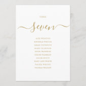 Elegant Gold Script Table Number 7 Seating Chart Kaart (Achterkant)
