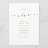 Elegant Gold Script Table Number 9 Seating Chart Kaart (Voorkant)