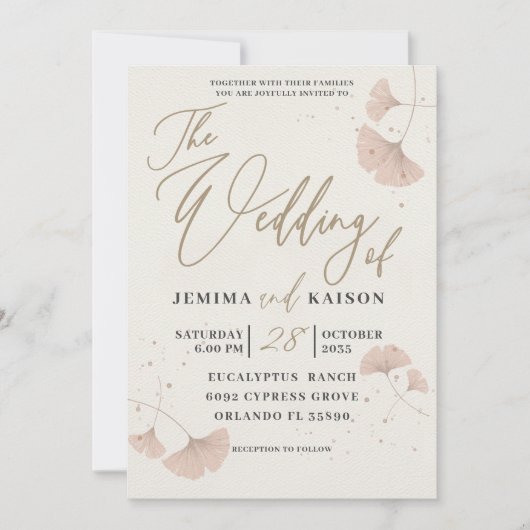 Elegant Gold Script Terracotta Wedding Invitation Kaart (Voorkant)