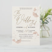 Elegant Gold Script Terracotta Wedding Invitation Kaart (Staand voorkant)