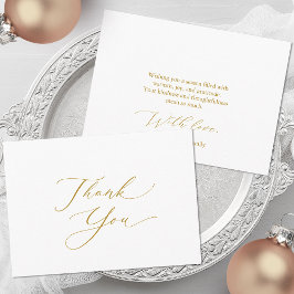 Elegant Gold Script Thank You Card Feestdagenkaart