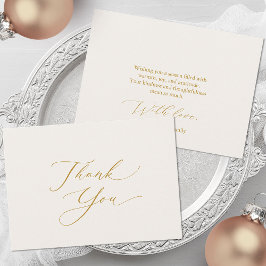 Elegant Gold Script Thank You Card Feestdagenkaart
