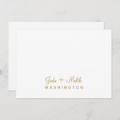 Elegant Gold Script Trouwpaar Monogram Notitiekaartje (Voorkant / Achterkant)