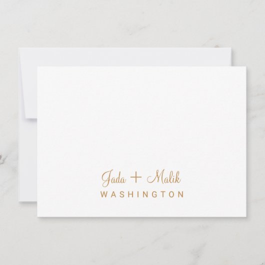 Elegant Gold Script Trouwpaar Monogram Notitiekaartje (Voorkant)