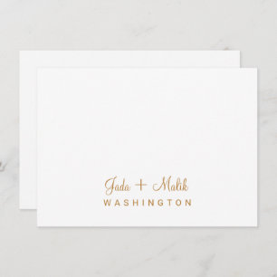 Elegant Gold Script Trouwpaar Monogram Notitiekaartje