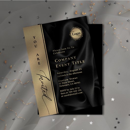 Elegant Gold Script U wordt uitgenodigd Bedrijf Lo Kaart