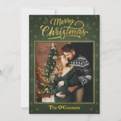 Elegant Gold Script Vrolijk Kerstfeest Familie Kaa Feestdagenkaart (Voorkant)