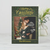 Elegant Gold Script Vrolijk Kerstfeest Familie Kaa Feestdagenkaart (Staand voorkant)