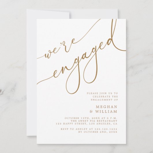 Elegant Gold Script We zijn een partij bij de serv Kaart (Voorkant)