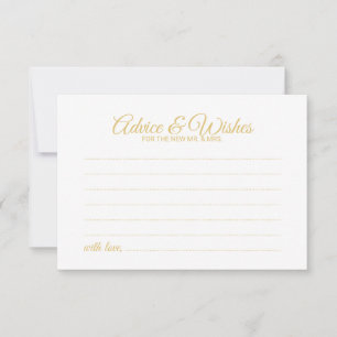 Elegant Gold Script Wedding Advice en Wishes Kaart