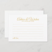 Elegant Gold Script Wedding Advice en Wishes Kaart (Voorkant / Achterkant)