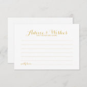 Elegant Gold Script Wedding Advice en Wishes Kaart (Voorkant / Achterkant)