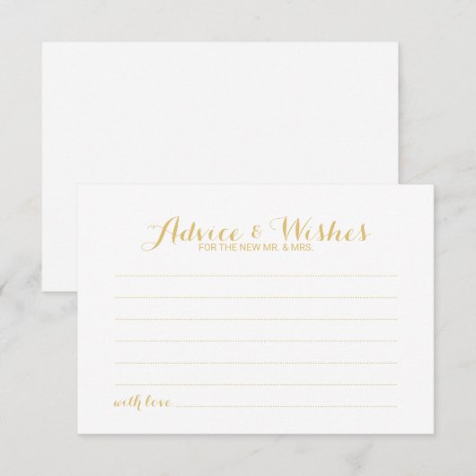 Elegant Gold Script Wedding Advice en Wishes Kaart (Voorkant / Achterkant)