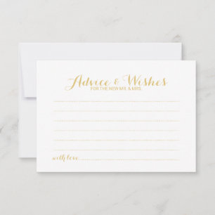 Elegant Gold Script Wedding Advice en Wishes Kaart