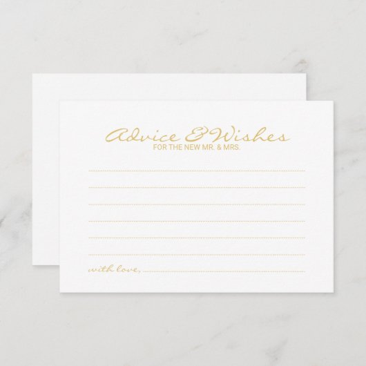 Elegant Gold Script Wedding Advice en Wishes Kaart (Voorkant / Achterkant)