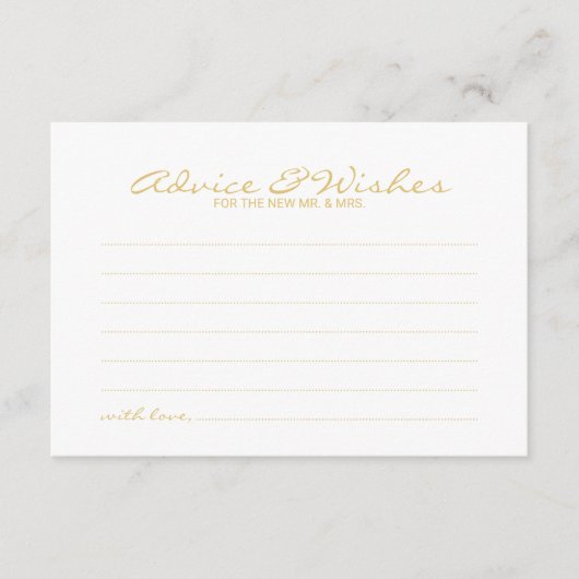 Elegant Gold Script Wedding Advice en Wishes Kaart (Voorkant)