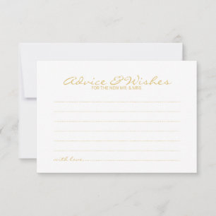 Elegant Gold Script Wedding Advice en Wishes Kaart
