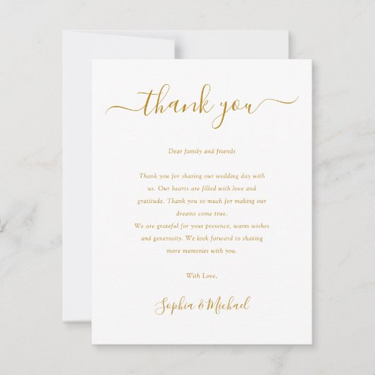 Elegant Gold Script Wedding Bedankkaart (Voorkant)