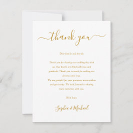 Elegant Gold Script Wedding Bedankkaart
