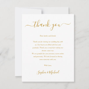 Elegant Gold Script Wedding Bedankkaart