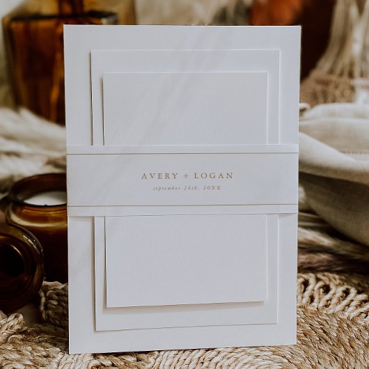 Elegant Gold Script Wedding Belly Band Uitnodigingen Wikkel