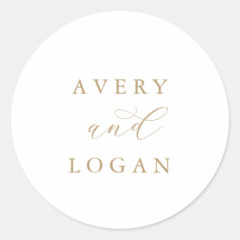 Elegant Gold Script Wedding Envelope-zegels Ronde Sticker