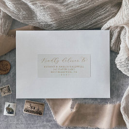 Elegant Gold Script Wedding Guest Adresetiketten Sticker
