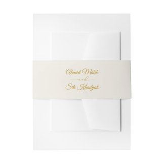 Elegant Gold Script Wedding Invitation Belly Band Uitnodigingen Wikkel