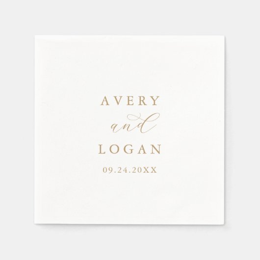 Elegant Gold Script Wedding Napkins Servet (Voorkant)