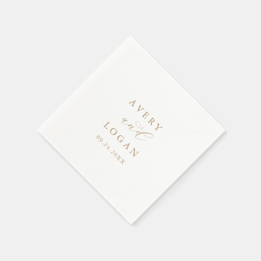 Elegant Gold Script Wedding Napkins Servet (Hoek)