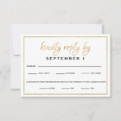 Elegant Gold Script Wedding/Reception RSVP (Voorkant)
