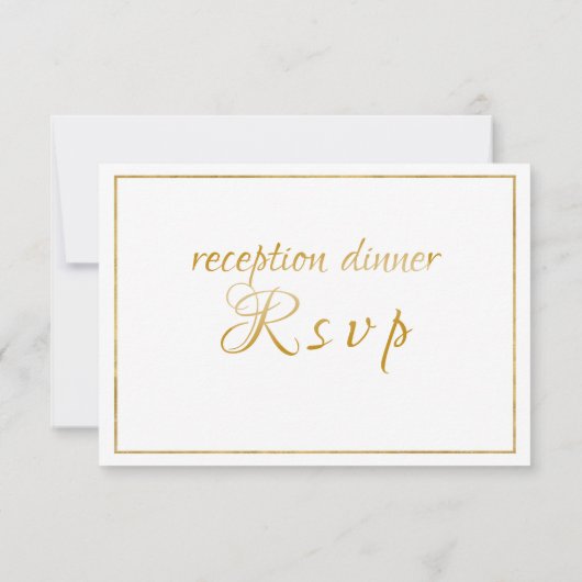 Elegant Gold Script Wedding/Reception RSVP (Achterkant)