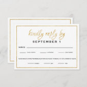 Elegant Gold Script Wedding/Reception RSVP (Voorkant / Achterkant)