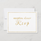 Elegant Gold Script Wedding/Reception RSVP Kaartje (Achterkant)