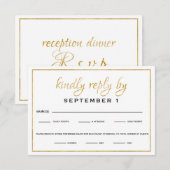 Elegant Gold Script Wedding/Reception RSVP Kaartje (Voorkant / Achterkant)