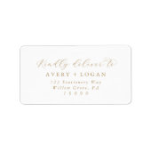 Elegant Gold Script Wedding RSVP-Adresetiketten Etiket (Voorkant)