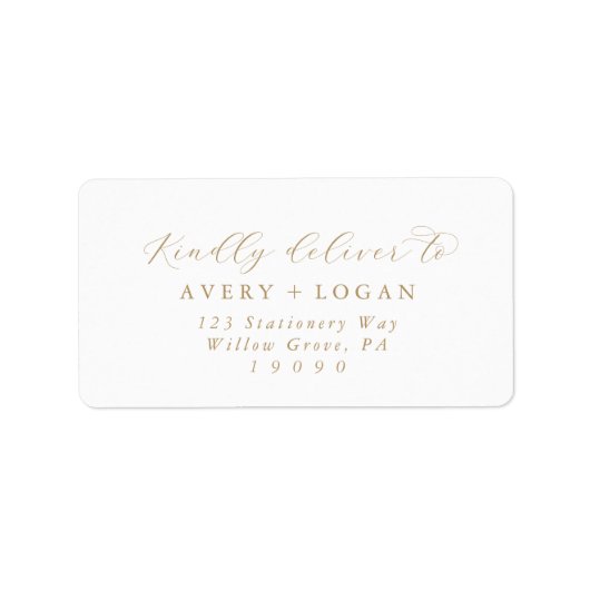 Elegant Gold Script Wedding RSVP-Adresetiketten Etiket (Voorkant)