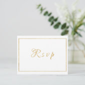 Elegant Gold Script Wedding RSVP Briefkaart (Staand voorkant)