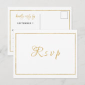 Elegant Gold Script Wedding RSVP Briefkaart (Voorkant / Achterkant)